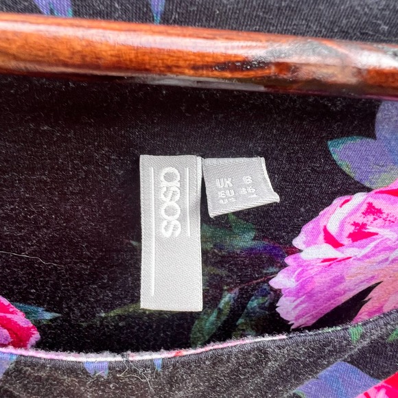 ASOS Maternity Rose Print Bodycon Dress Size 4 - Scoop Neck, 3/4 Sleeve, Stretch - Picture 9 of 16